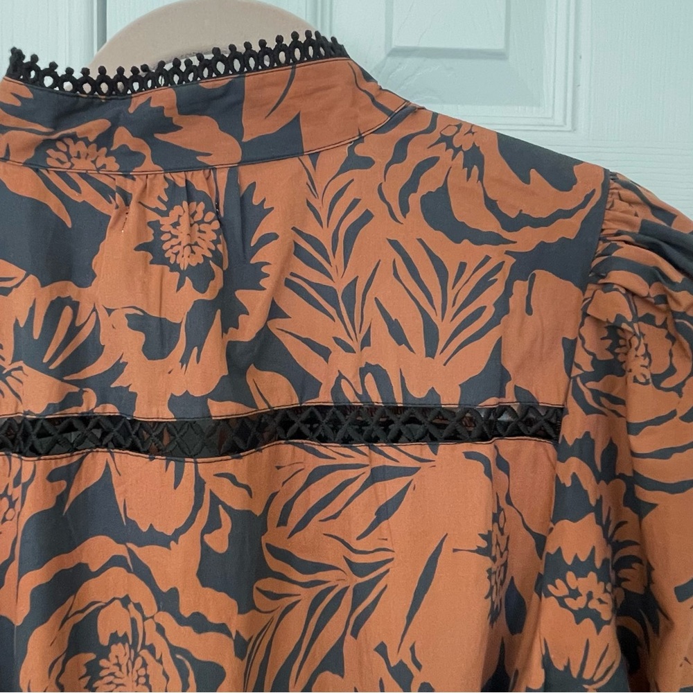 Avec Les Filles Rust Floral Maxi Dress with Black Trim - Picture 16 of 16